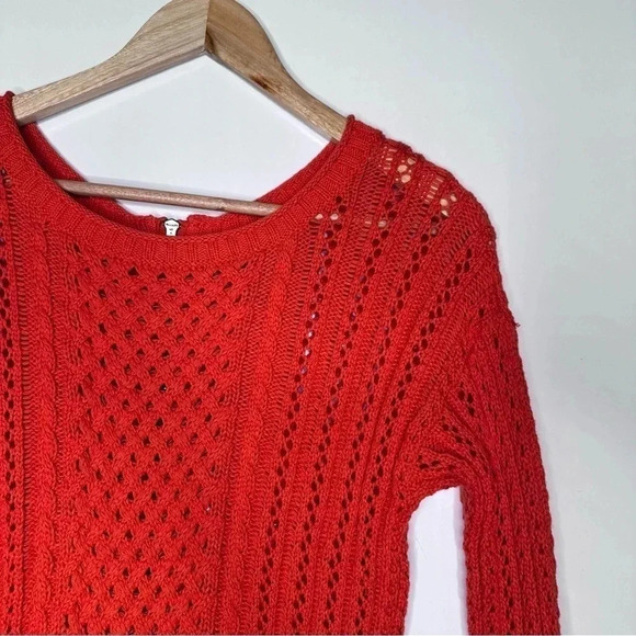 MOTH Anthropologie Orange Full Back Zip Knit Sweater Size Small - Picture 8 of 8